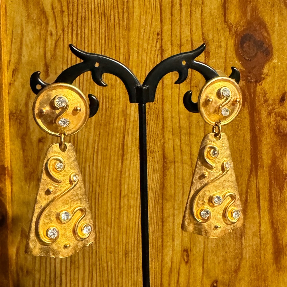Chunky Statement Rhinestone Dangle Earrings - Picture 2 of 3